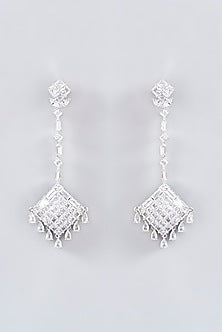 White Finish Zircon Dangler Earrings