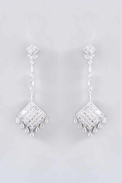 White Finish Zircon Dangler Earrings
