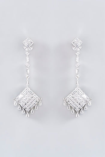 White Finish Zircon Dangler Earrings
