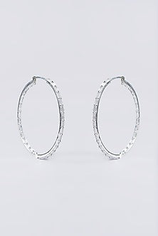 White Finish Zircon Hoop Earrings