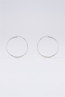 White Finish Zircon Hoop Earrings