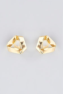 Gold Finish Polki Stud Earrings