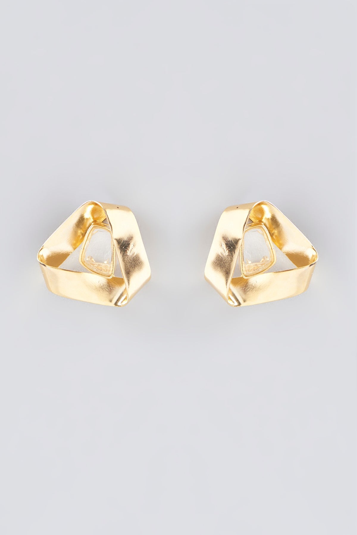 Gold Finish Polki Stud Earrings