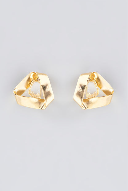 Gold Finish Polki Stud Earrings