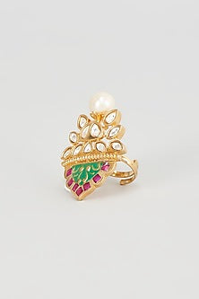 Gold Plated Kundan Polki Ring