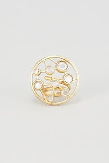 Gold Plated Kundan Polki Ring