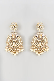 Gold Plated Kundan Polki Chandbali Earrings