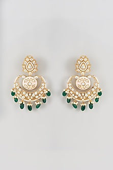 Gold Plated Kundan Polki Chandbali Earrings