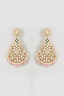 Gold Plated Kundan Polki Chandbali Earrings