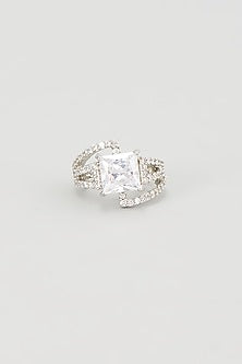 White Rhodium Finish Faux Diamond Ring