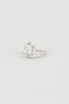 White Rhodium Finish Faux Diamond Ring