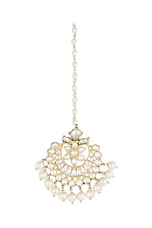 Gold Plated Green Enamelled Maang Tikka