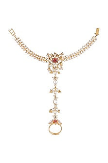 Gold Plated Floral Motif Hathphool