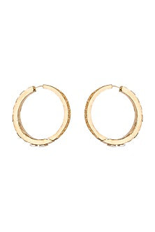 Gold Plated Kundan & Polki Loop Earrings