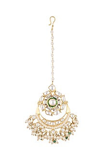 Gold Plated Kundan & Pearl Maang Tikka