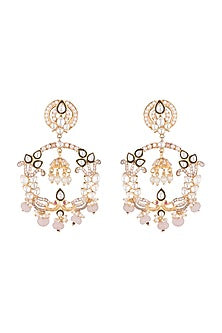 Gold Plated Kundan & Pearl Jhumki Earrings