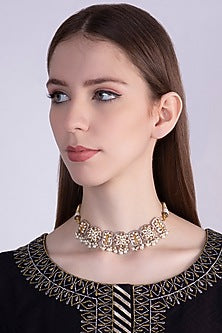 Gold Plated Kundan & Polki Choker Necklace
