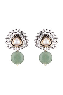 Antique Silver Finish Enameled Earrings