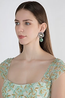 Antique Silver Finish Enameled Earrings
