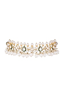 Gold Plated Emerald Enameled Choker Necklace