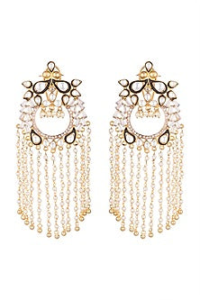 Gold Plated Peacock Enameled Earrings