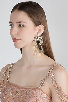 Gold Plated Peacock Enameled Earrings
