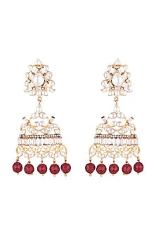 Gold Plated Kundan & Baguette Earrings