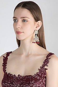 Gold Plated Kundan & Baguette Earrings