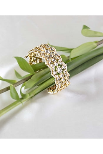 Gold Finish Kundan Polki Bangle