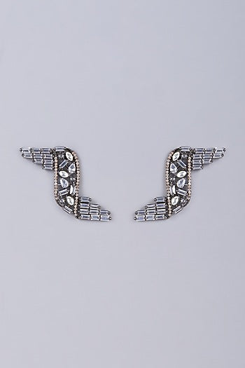 Black Rhodium Finish Kundan Polki & Zircon Stud Earrings