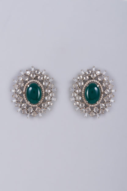 White Finish Zircon Stud Earrings