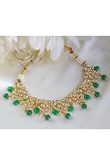 Gold Finish Kundan Polki Choker Necklace