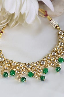 Gold Finish Kundan Polki Choker Necklace