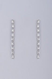 White Finish Baguettes Dangler Earrings