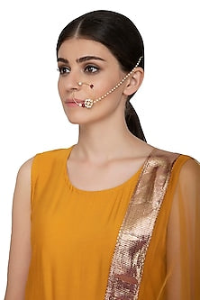 Gold Plated Kundan Nose Ring