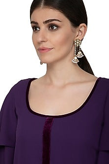 Gold Plated Baguette & Kundan Earrings