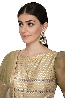 Gold Plated Enameled Peacock Earrings
