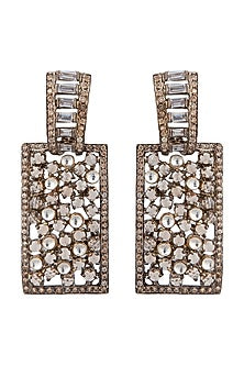 Black Rhodium Finish Kundan Earrings
