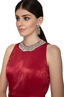 Black Rhodium Finish Kundan Earrings