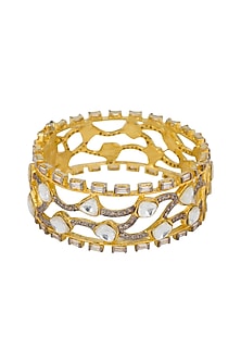 Gold Plated Kundan Kada Cuff