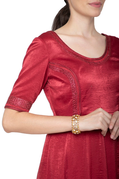 Gold Plated Kundan Kada Cuff
