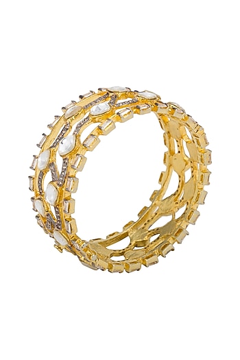 Gold Plated Kundan Kada Cuff