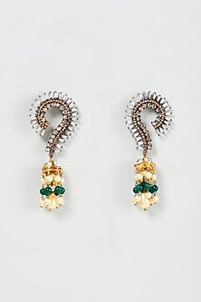 Two Tone Finish Zircon & Polki Dangler Earrings