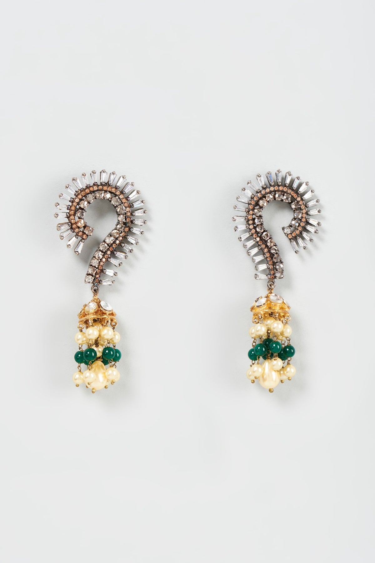 Two Tone Finish Zircon & Polki Dangler Earrings