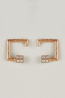 Gold Plated Kundan Polki Stud Earrings