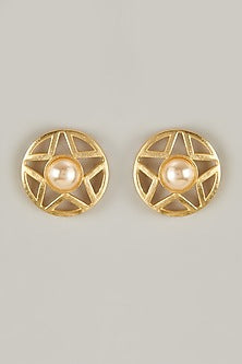 Gold Plated Pearl Stud Earrings