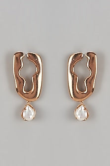 Gold Plated Pearl Hanging Dangler Earrings