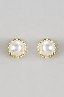 Gold Plated Pearl Stud Earrings