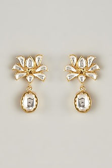 Gold Plated Kundan Polki Stud Earrings
