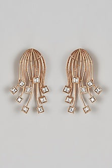 Gold Plated Prince Cut Kundan Polki Dangler Earrings
